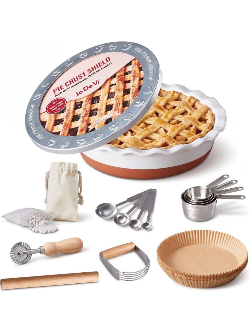 9-Inch Ceramic Pie Dish & 9-Piece Baking Set - Perfect for Home Baking & Gifts